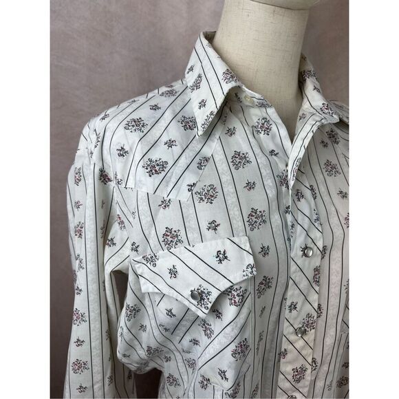 Vintage Floral Striped Ely Plains Pearl Snap - Picture 3 of 10